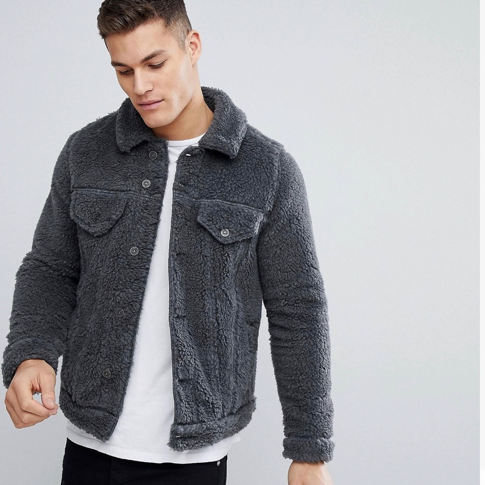 ASOS Borg Western Jacket In Gray - Picture 4 of 4